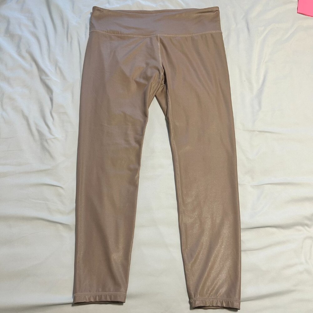 Athleta Elation Shimmer Leggings Powervita High Rise Women's Large Neutral Blush